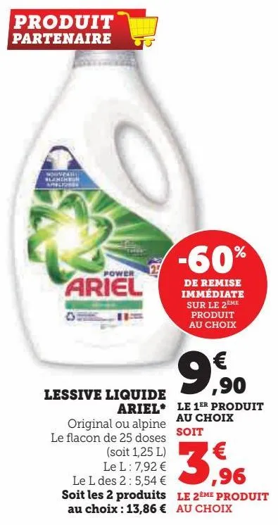 Promo Ariel lessive liquide original chez Casino Supermarchés