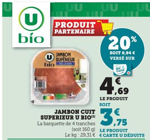 JAMBON CUIT SUPERIEUR U BIO