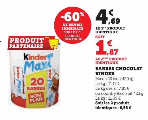 BARRES CHOCOLAT KINDER