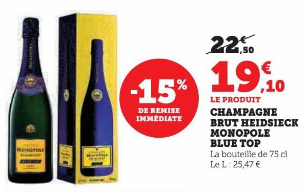 CHAMPAGNE BRUT HEIDSIECK MONOPOLE BLUE TOP