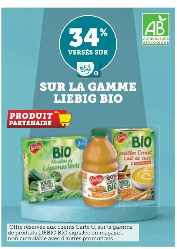 34% verses sur ma carte sur la gamme liebig bio