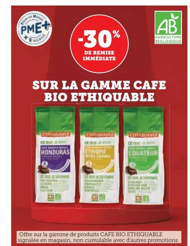 -30% de remise immediate sur la gamme cafe bio ethiquable