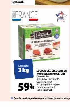 FRANCE  Le colis de  3 kg  NOUVELLE AGRICULTURE  LE COLIS ÉLEVEURS  59% 