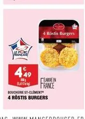 449  in  batc  4 rostis burgers  elabore en france  boucherie st-clément  4 röstis burgers 