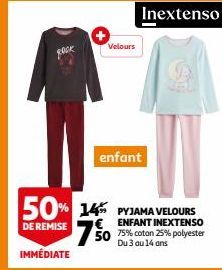 PYJAMA VELOURS ENFANT INEXTENSO