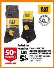 CHAUSSETTES OU MINI SOCQUETTES HOMME CATERPILLAR