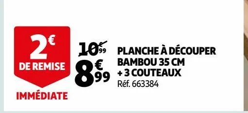 planche à découper bambou 35 cm + 3 couteaux