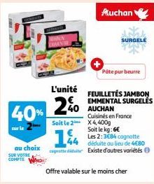 FEUILLETÉS JAMBON EMMENTAL SURGELÉS AUCHAN