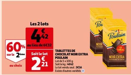 TABLETTES DE CHOCOLAT NOIR EXTRA POULAIN