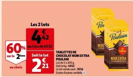 tablettes de chocolat noir extra poulain