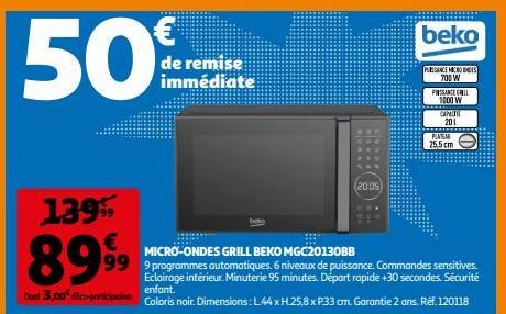 MICRO-ONDES GRILL BEKO MGC20130BB