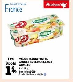 YAOURTS AUX FRUITS JAUNES AVEC MORCEAUX AUCHAN