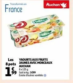 yaourts aux fruits jaunes avec morceaux auchan