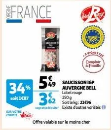 saucisson igp auvergne bell