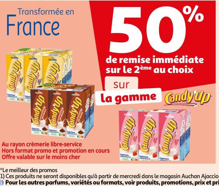 50% de remise immédiate sur le 2ème au choix sur la gamme Candy'Up