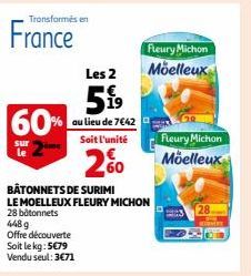 bâtonnets de surimi Fleury Michon