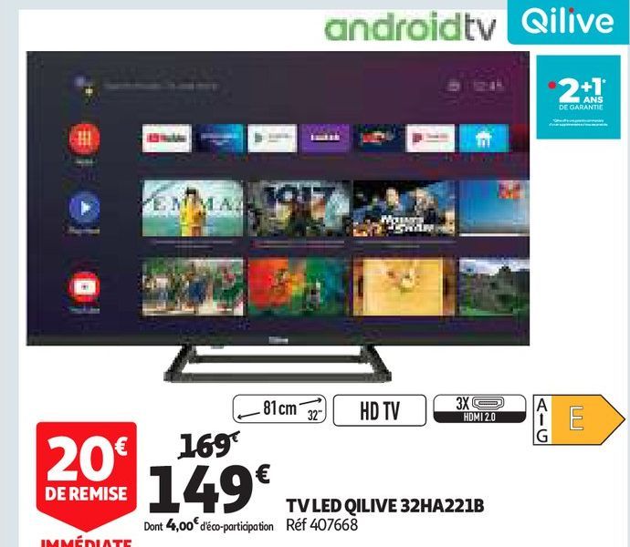 TV LED QILIVE 32HA221B 