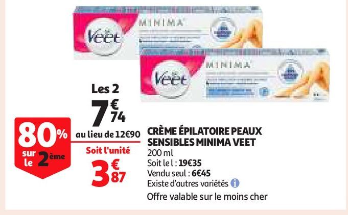 CRÈME ÉPILATOIRE PEAUX SENSIBLES MINIMA VEET