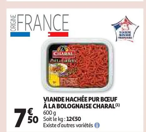 viande hachée pur bœuf à la bolognaise charal(1)