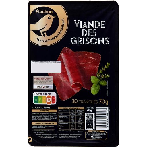 VIANDE DES GRISONS AUCHAN GOURMET 