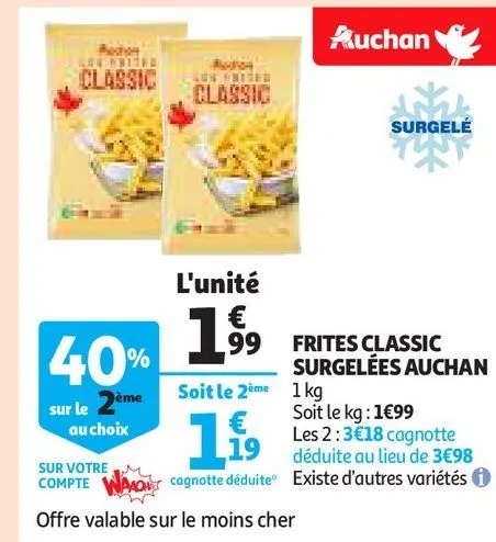 frites classic surgelees auchan 