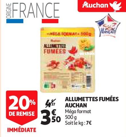 ALLUMETTES FUMÉES AUCHAN 