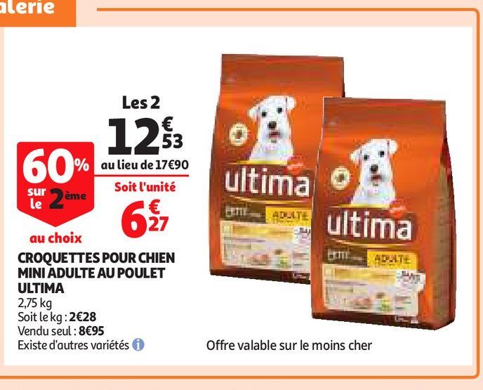 CROQUETTES POUR CHIEN MINI ADULTE AU POULET ULTIMA 