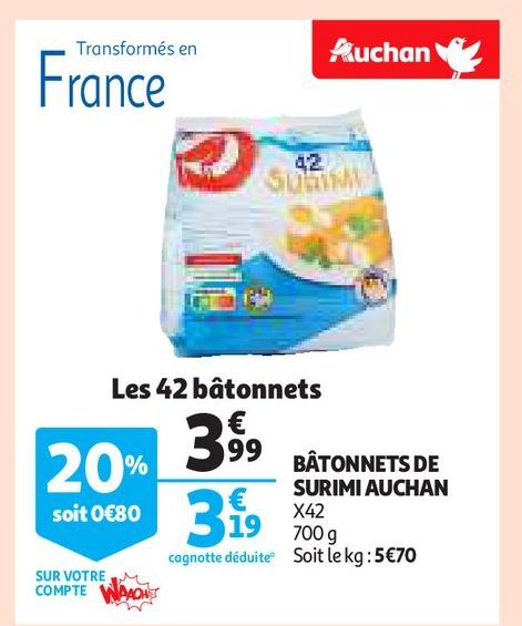 BÂTONNETS DE SURIMI AUCHAN