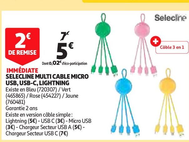 SELECLINE MULTI CABLE MICRO USB, USB-C, LIGHTNING