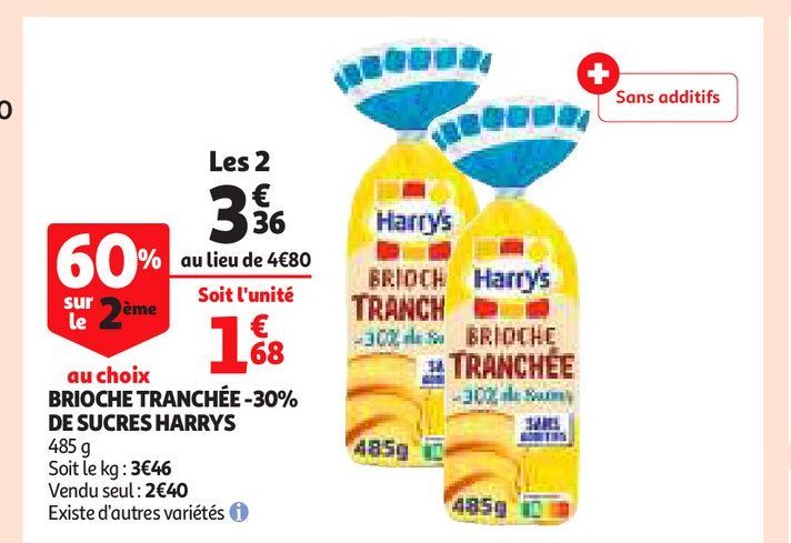 BRIOCHE TRANCHÉE -30% DE SUCRES HARRYS 