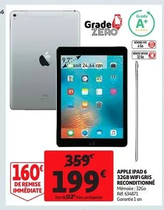 apple ipad 6 32gb wifi gris reconditionné