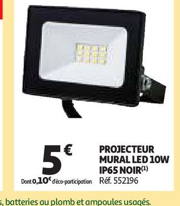 PROJECTEUR MURAL LED 10W IP65 NOIR(1) 