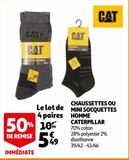 CHAUSSETTES OU MINI SOCQUETTES HOMME CATERPILLAR offre à 5,49€ sur Auchan