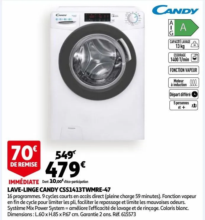 lave-linge candy css1413twmre-47