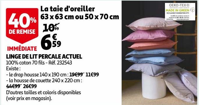 LINGE DE LIT PERCALE ACTUEL