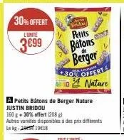 30%offert  l'unite  3699  deste briddens  petits  batons  berger  t  +30% offerta  34 nature 