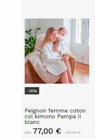 -30%  Peignoir femme coton col kimono Pampa II blanc  dès 77,00 € 410,00-6 