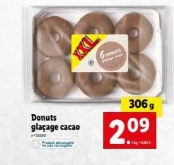 donuts glaçage cacao  53690  ongela  6donuts  pog  2.09  306g 