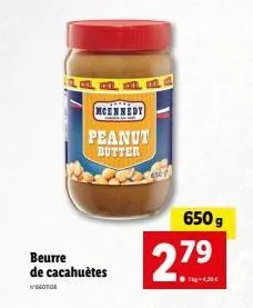 beurre de cacahuètes  negotion  mcennedy  peanut butter  2.79  +420  650g 