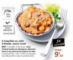 6 Coquilles au colin d'Alaska, sauce corail  chat,  tutritiurt  10-15  Chronomi 10:50€  9.50 