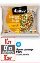 1.77 0.53  CARTE DE LE  1.24  d'aucy Légumes Soupe A CORE 8  Légumes pour soupe D'AUCY  le sachet de 1 kilo 