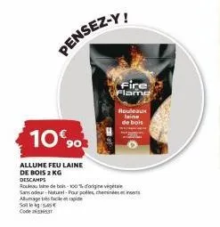 pensez-y!  10€ 903  allume feu laine de bois 2 kg  fire flame  rouleaux laine de bois  descamps  rouleau taine de bols-100% origine végét sans odeur-naturel-pour polles, cheminées et int alumage très 