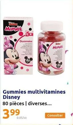 minnie  gummies  80  gummies multivitamines disney  80 pièces | diverses...  0.05/st  sider  minnie  consulter 