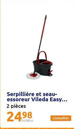 Serpillière et seau-essoreur Vileda Easy... 2 pièces  24.⁹8  24.98/st 