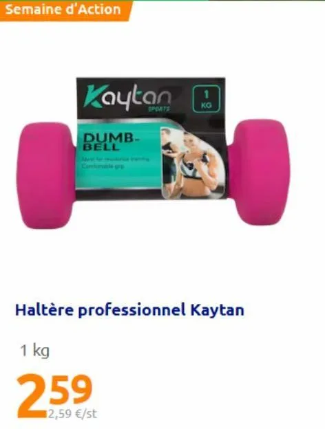semaine d'action  kaytan  dumb-bell  contonable  1  ko  haltère professionnel kaytan  1 kg  12,59 €/st 
