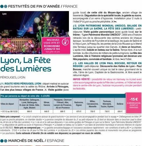 lyon  festivités de fin d'année / france  inscrivez-vous vite et économisez jusqu'à 15€ voir grille de prix  lyon, la fête  des lumières  pérouges, lyon  j 1. route vers pérouges, lyon: départ matinal