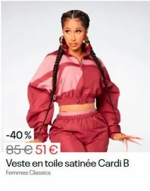 -40%  85 € 51 €  veste en toile satinée cardi b femmes classics 
