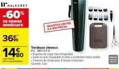 36%  14%  do 30€ deco  quantiteite a4 000 peces  tondeuse cheveux nhc408  guides de coupe interchangeable  lame en acier inoxydable et lame à evitement the be  -3 heures de charge pour 2 heures chaton