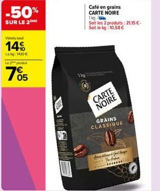 Promo café en grains Carte noire Carrefour Market