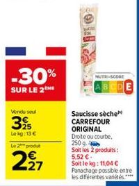 saucisse sèche Carrefour